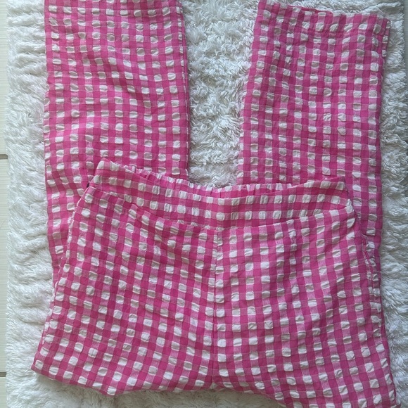 Vici Dee Elly pink textured gingham pants- elastic waist - Picture 3 of 8